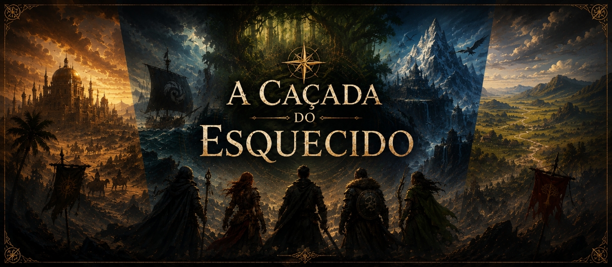 Banner da mesa de RPG: A Caçada do Esquecido