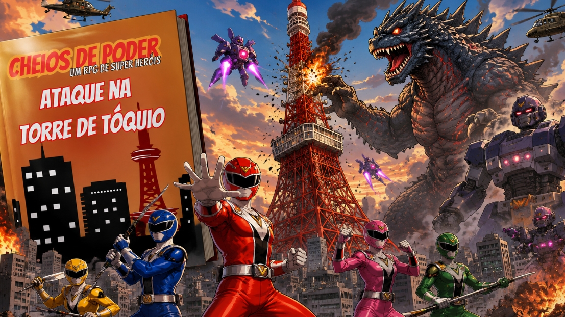 Banner da mesa de RPG: Cheios de Poder RPG - Ataque na Torre de Tóquio