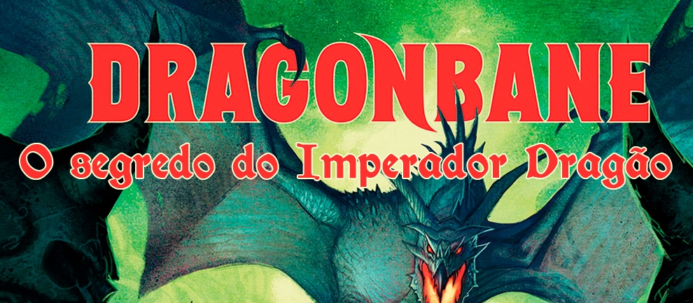 Banner da mesa de RPG: O Segredo do Imperador Dragão | DRAGONBANE |