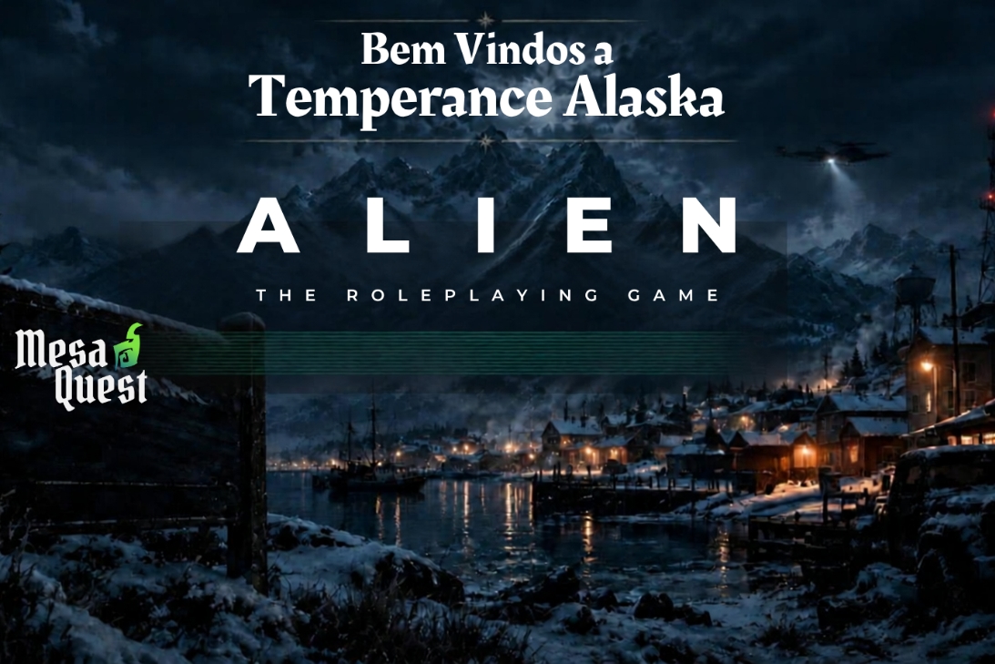 Banner da mesa de RPG: Bem vindos a Temperance Alaska