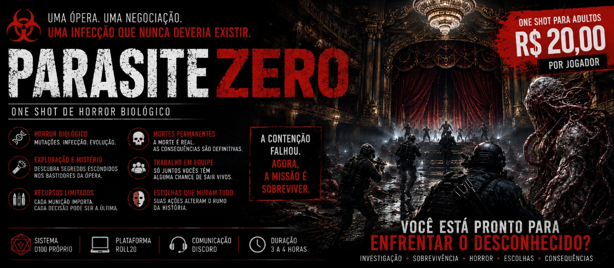 Banner da mesa de RPG: Parasite Zero One Shot