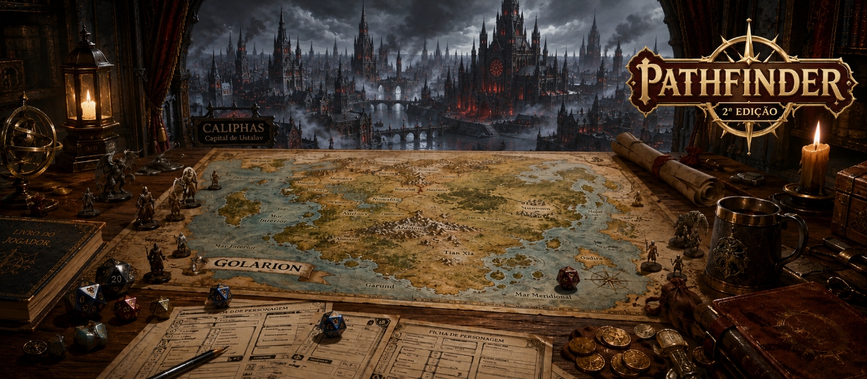 Banner da mesa de RPG: Auspícios