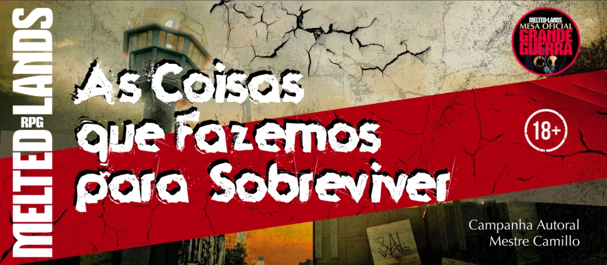 Banner da mesa de RPG: As Coisas que Fazemos para Sobreviver