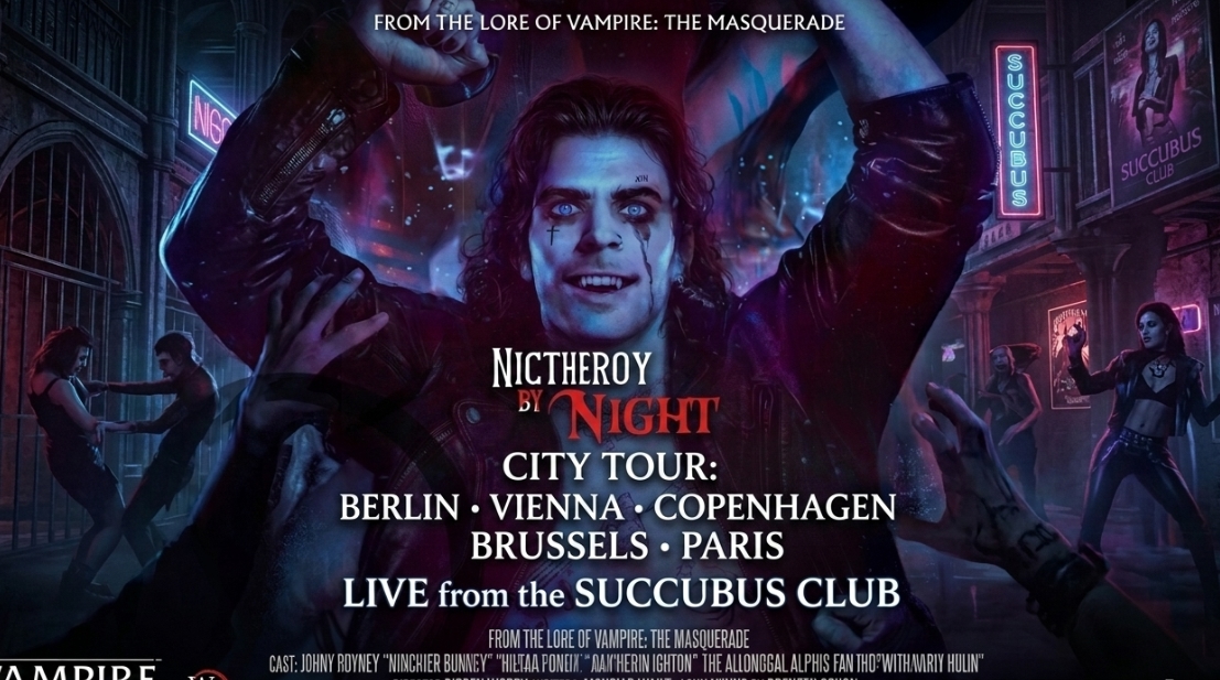Banner da mesa de RPG: Nictheroy By Night: Sound & Fury — Live from the Succubus Club