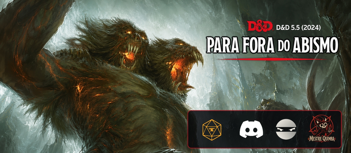 Banner da mesa de RPG: Pra fora do Abismo