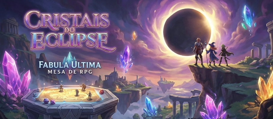 Banner da mesa de RPG: Cristais do Eclipse (Fabula Ultima)