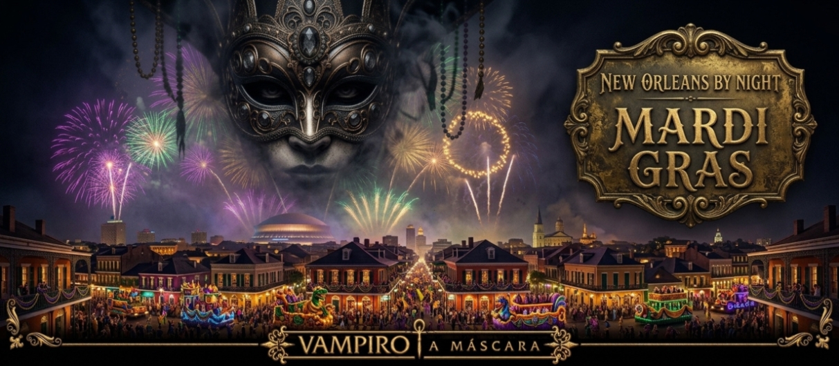 Banner da mesa de RPG: V5 — NEW ORLEANS BY NIGHT: "MARDI GRAS"— Vampiro: A Máscara 5ª Edição
