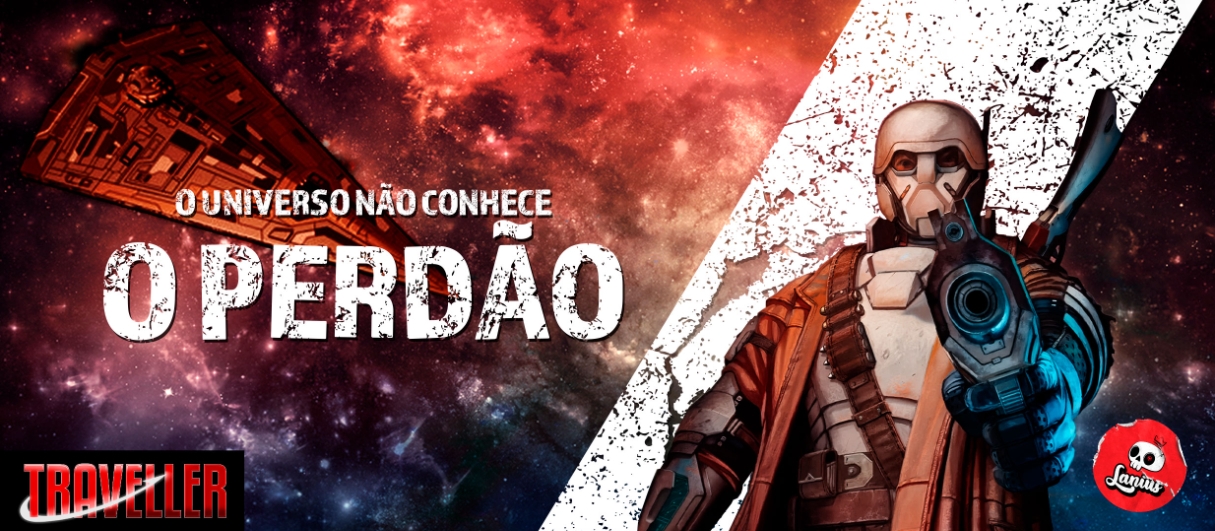 Banner da mesa de RPG: o Universo não conhece o Perdão