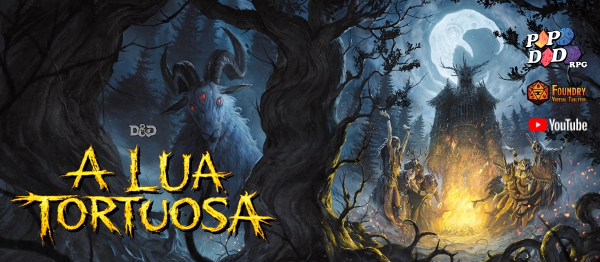 Banner da mesa de RPG: A Lua Tortuosa